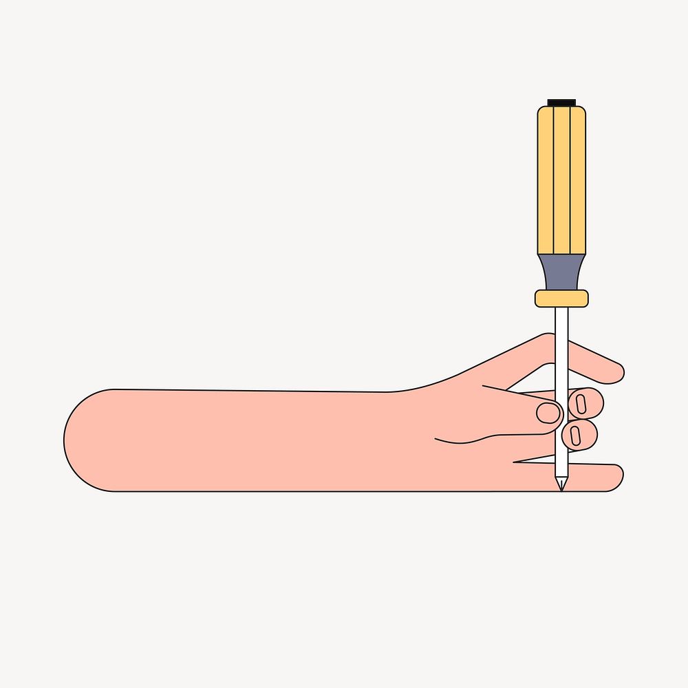 Hand holding screwdriver flat illustration