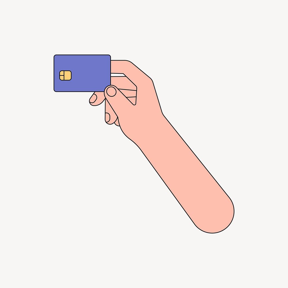 Hand holding credit card, finance collage element vector