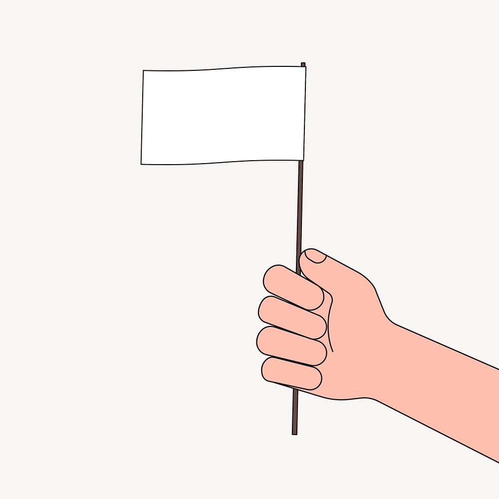 Hand holding white flag, surrender sign