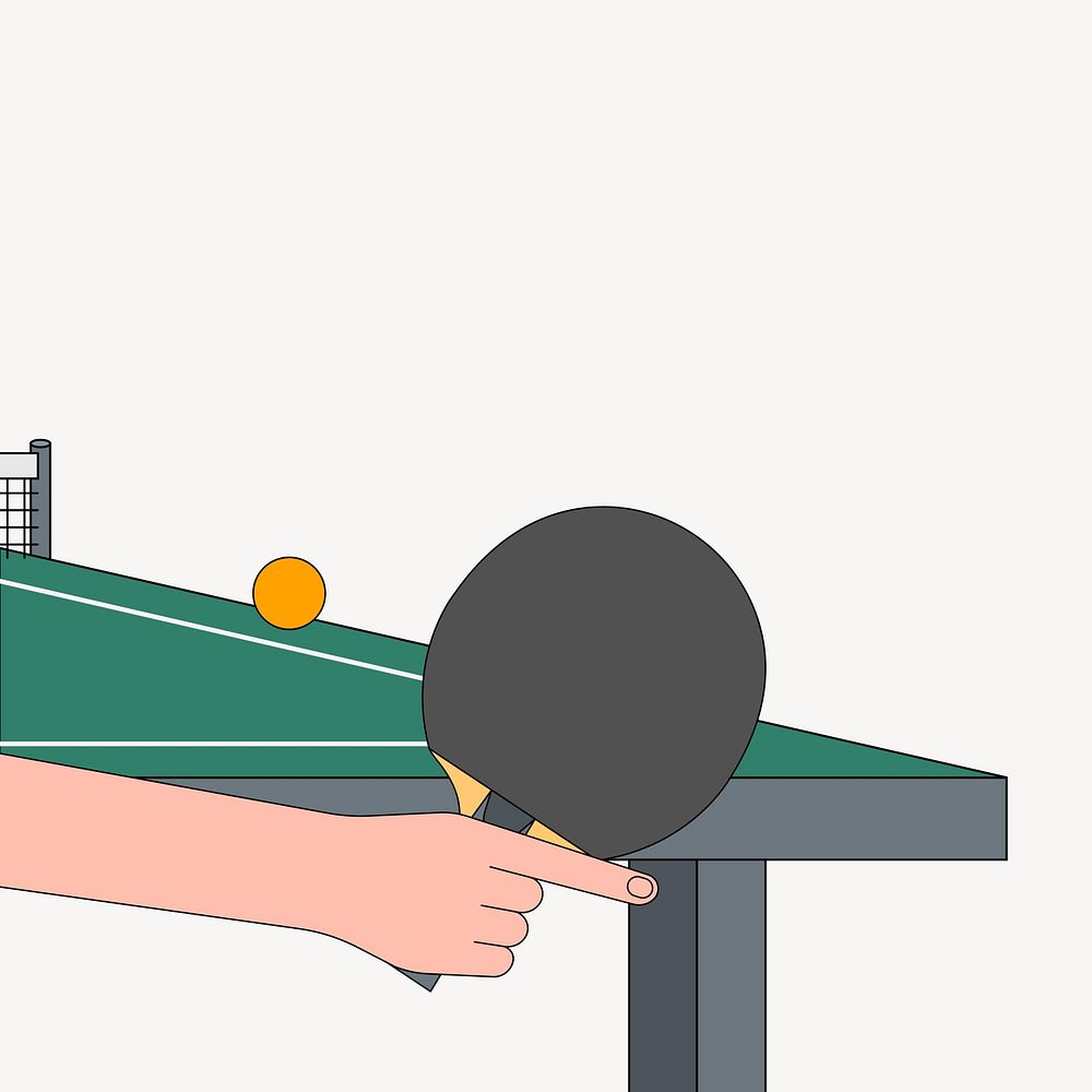 Ping pong paddle and table, sports illustration