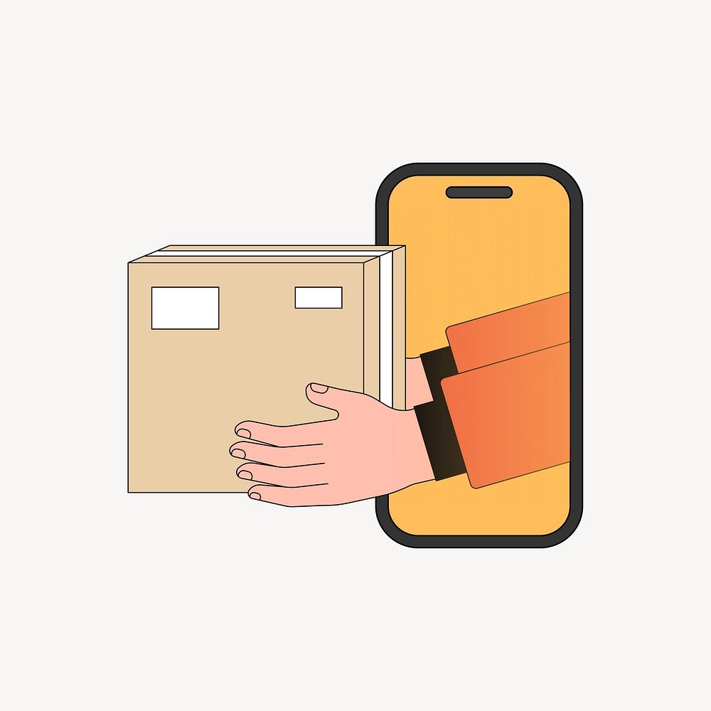 Online shopping, parcel delivery illustration