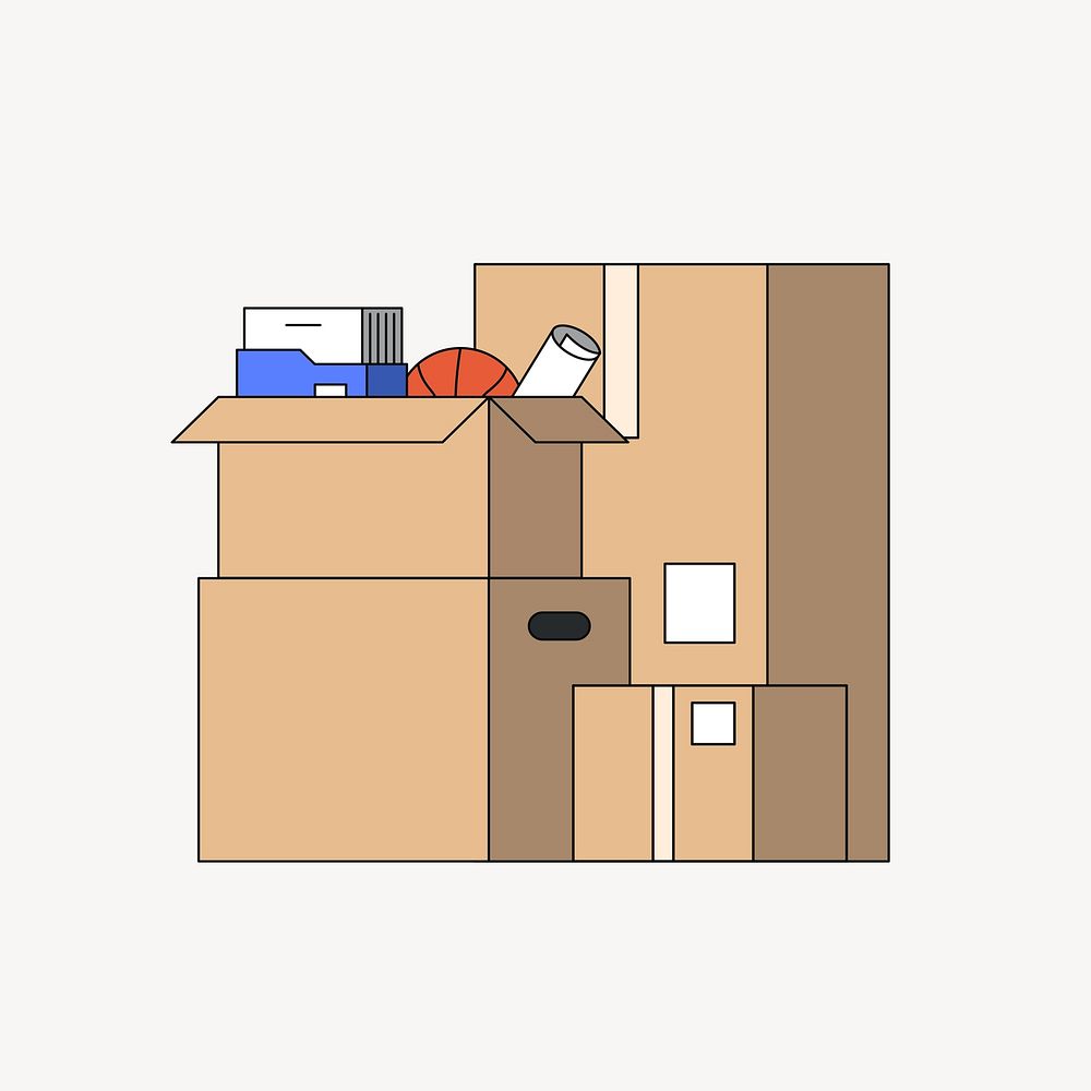 House moving boxes, flat illustration