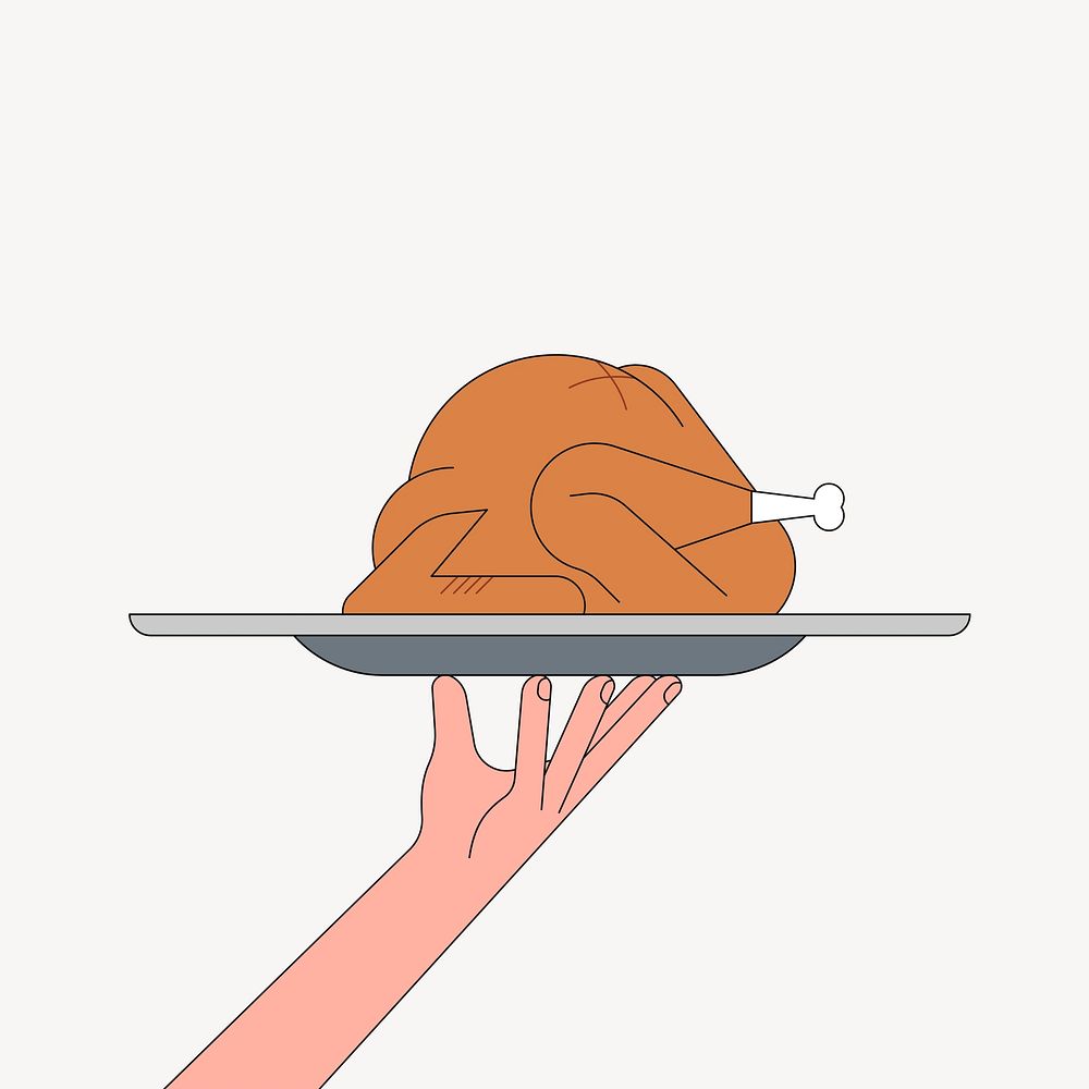 Turkey chicken and tray, food illustration
