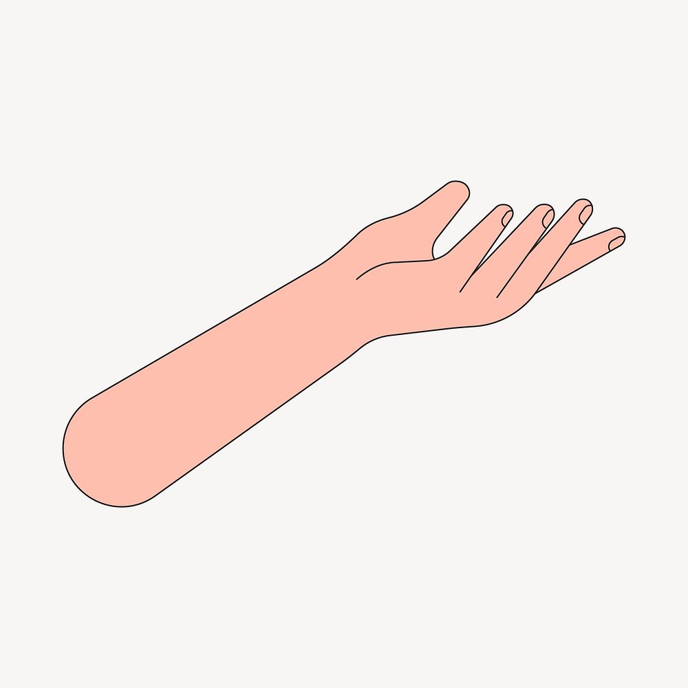 Presenting hand, gesture flat collage element vector