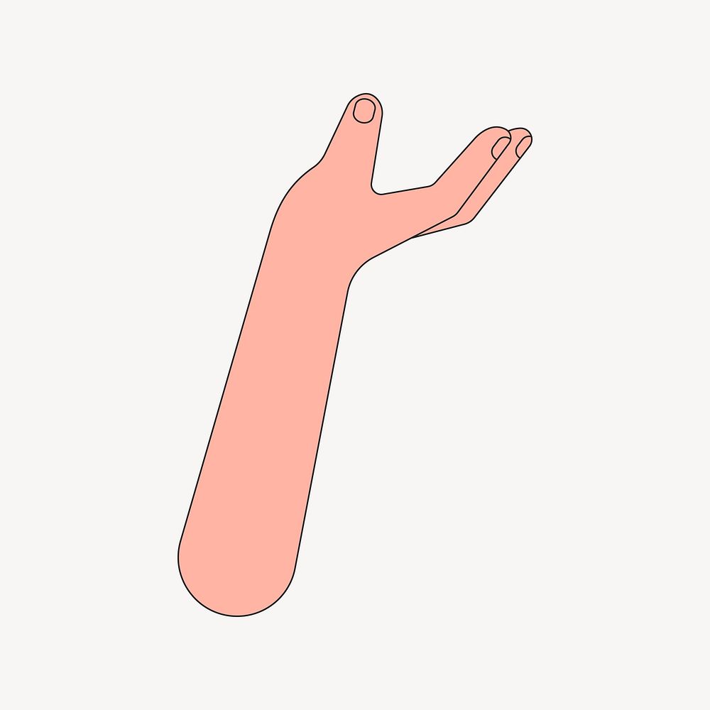 Presenting hand, gesture flat illustration