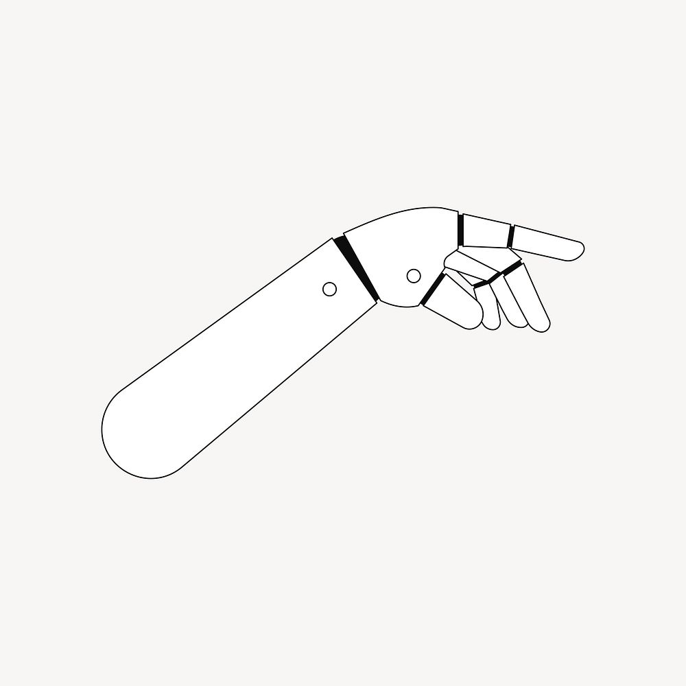 Robotic hand, gesture collage element vector