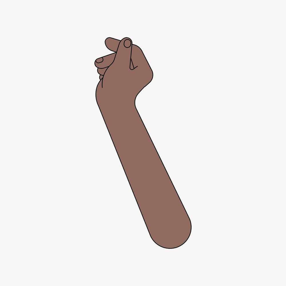 Black mini heart hand sign, gesture illustration