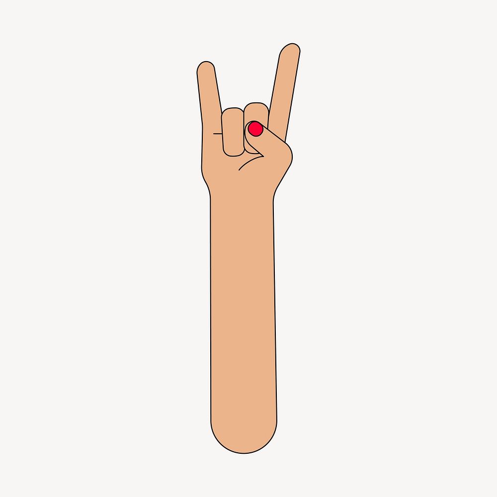 Rock n' roll hand sign, flat illustration