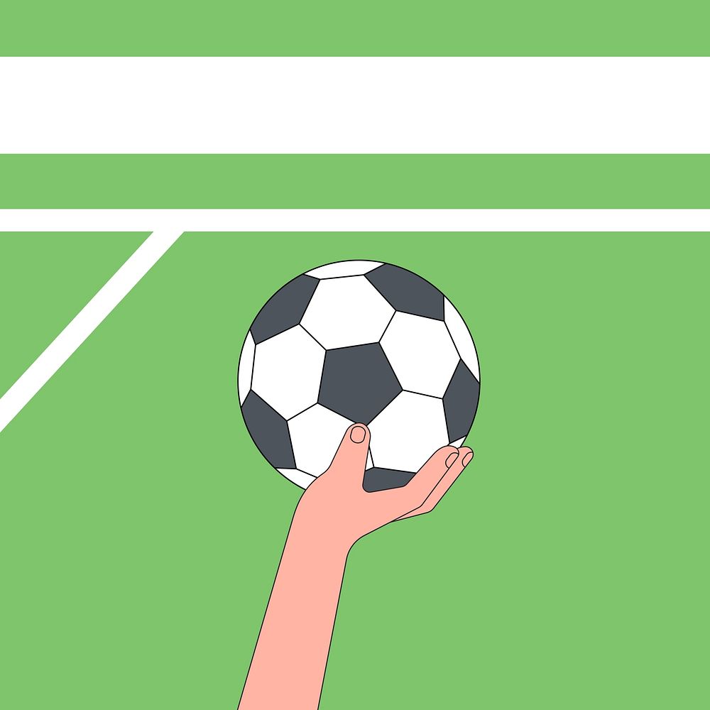 Hand holding football background, sports illustration