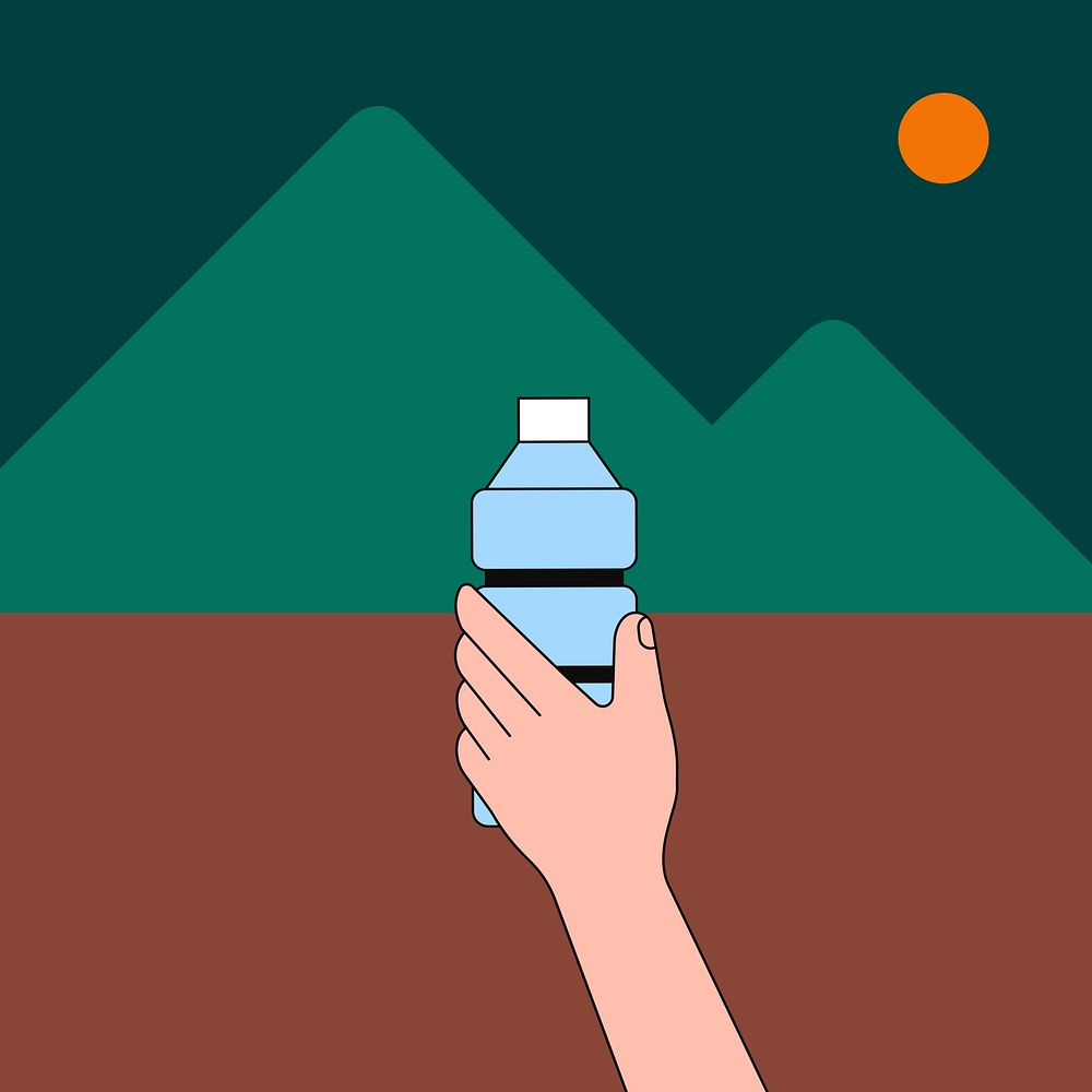 Hand holding water bottle background