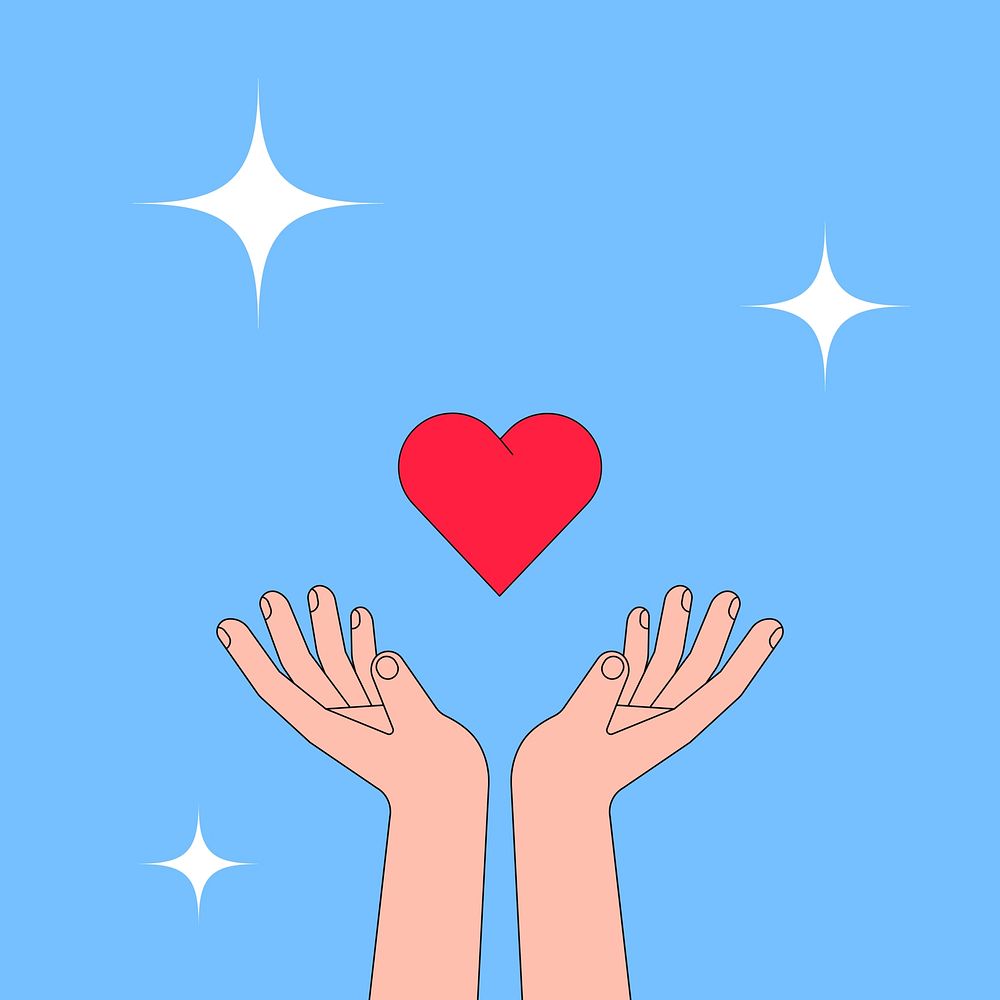 Hands presenting heart background, love gesture illustration