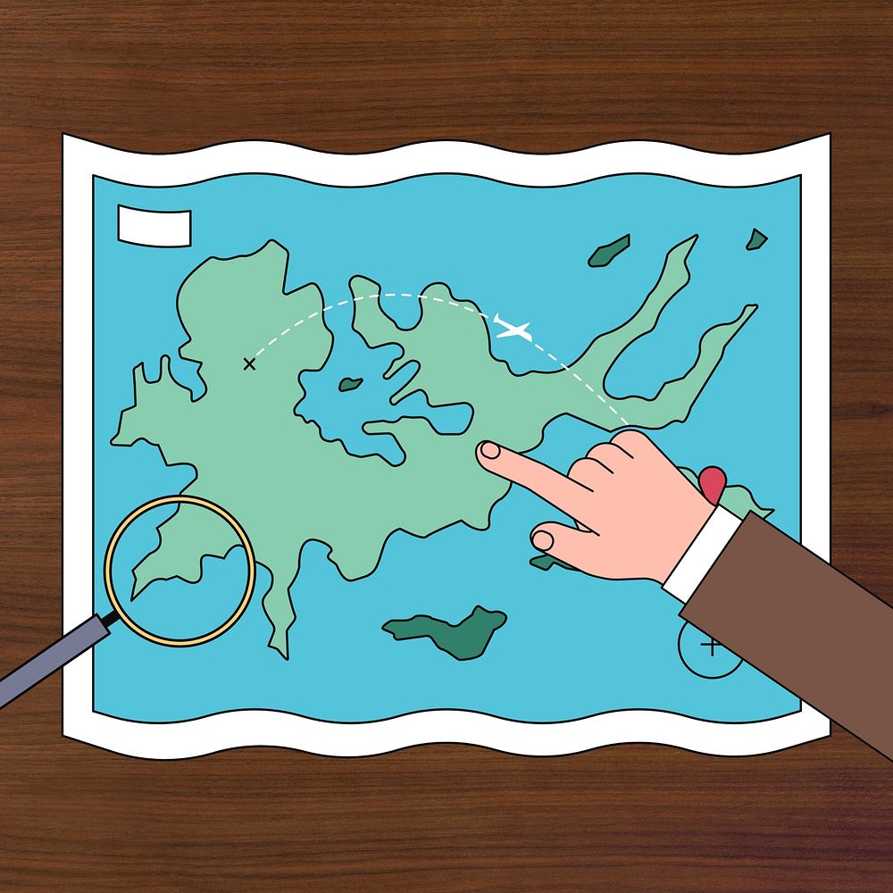 Hand pointing map background