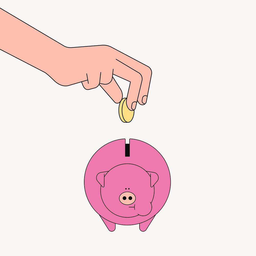 Piggy bank, money saving illustration