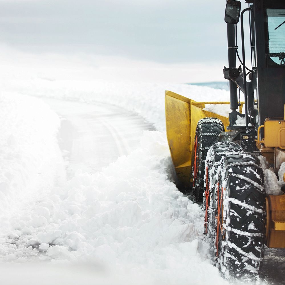 Snow plow border background, winter image