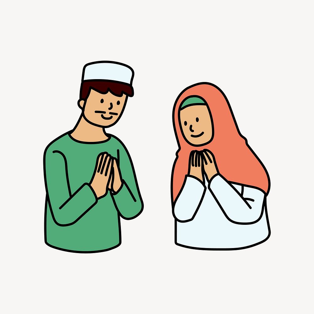Muslims greeting colorful doodle