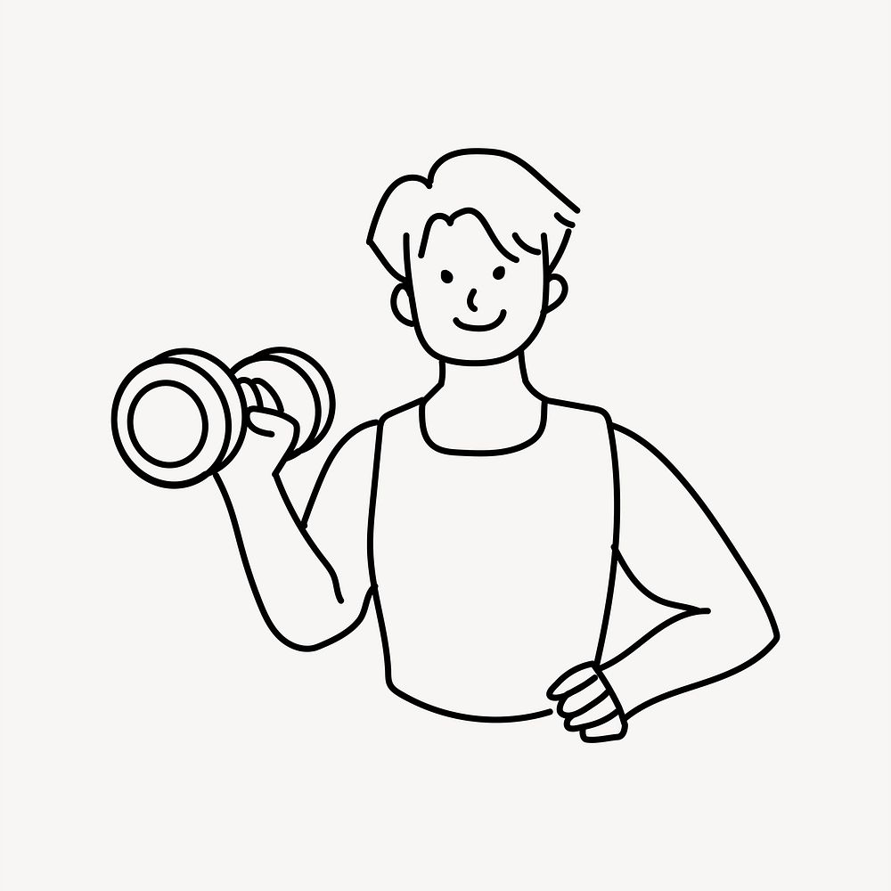 Man lifting dumbbell doodle
