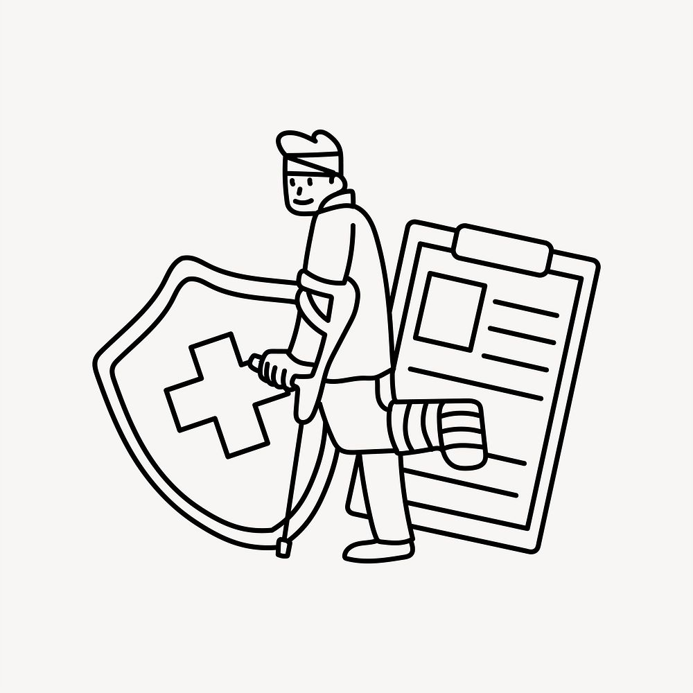 Health insurance for men doodle collage element vector