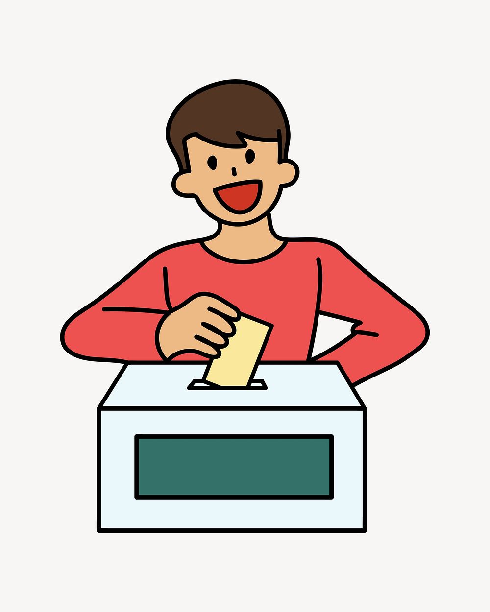 Man voting doodle collage element vector