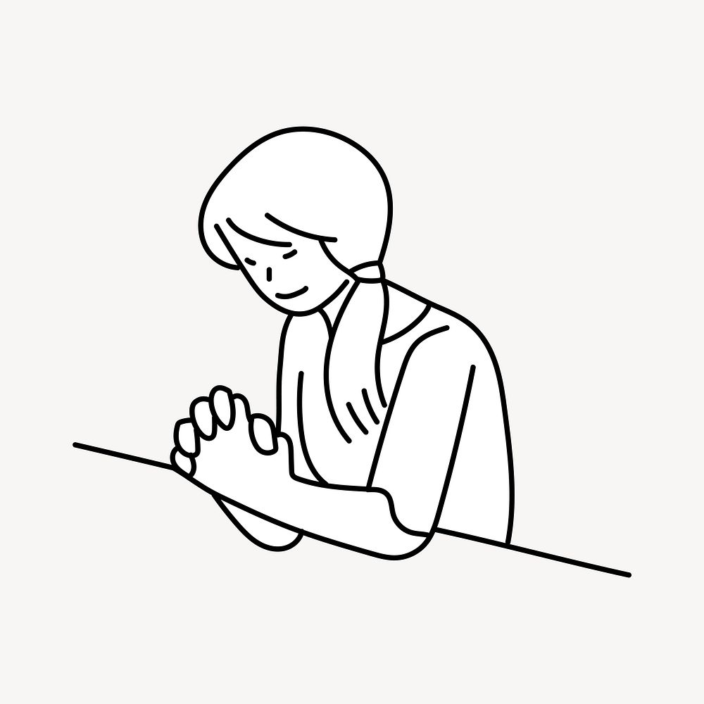 Young girl praying doodle