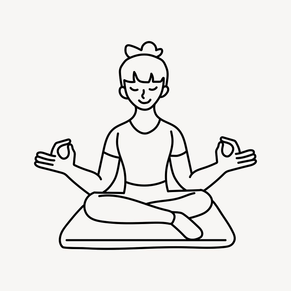 Woman meditating seated doodle