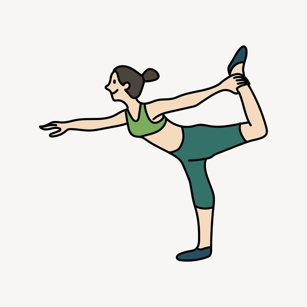 Woman doing yoga doodle collage element vector