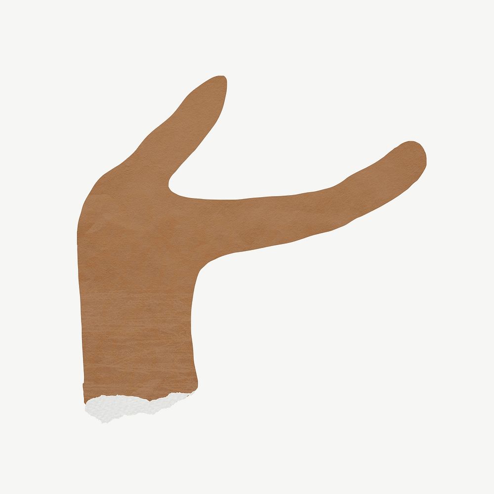 Black palm hand gesture, paper craft element psd