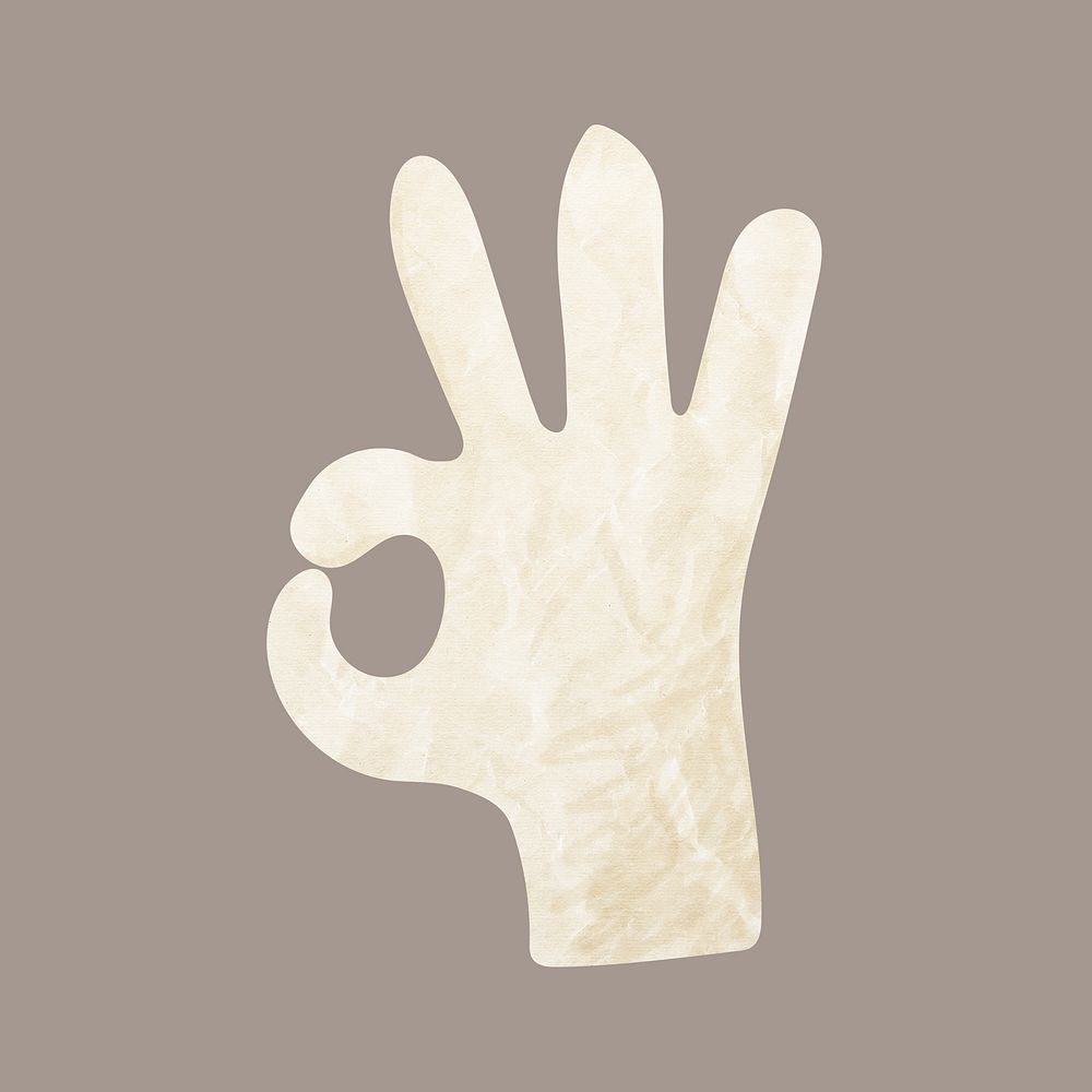 Okay hand gesture, paper craft element psd