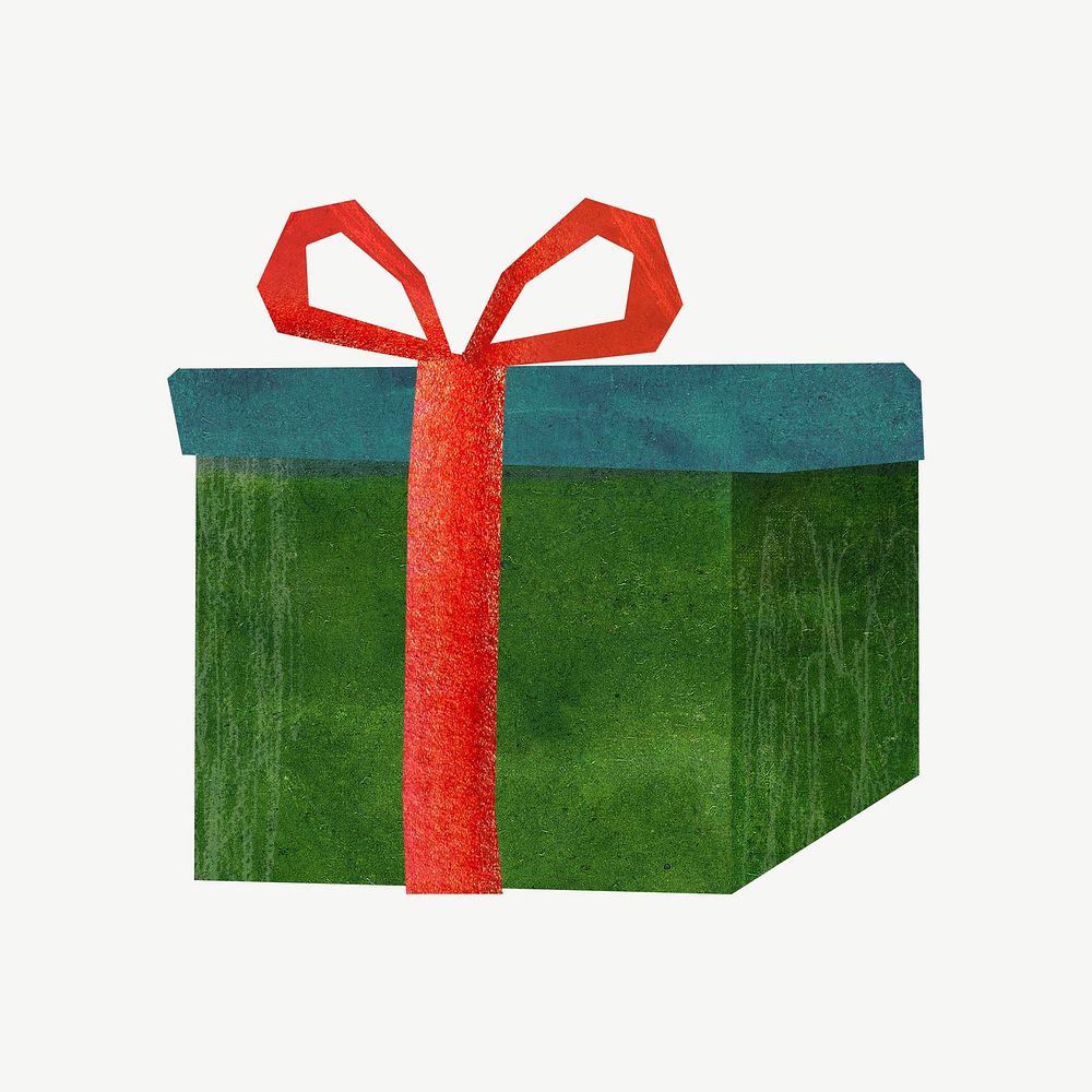 Christmas present box, paper craft element psd