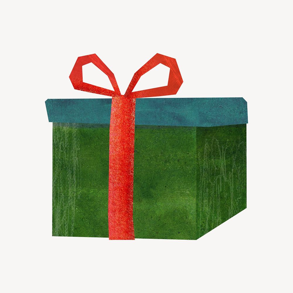 Christmas present box, paper craft element