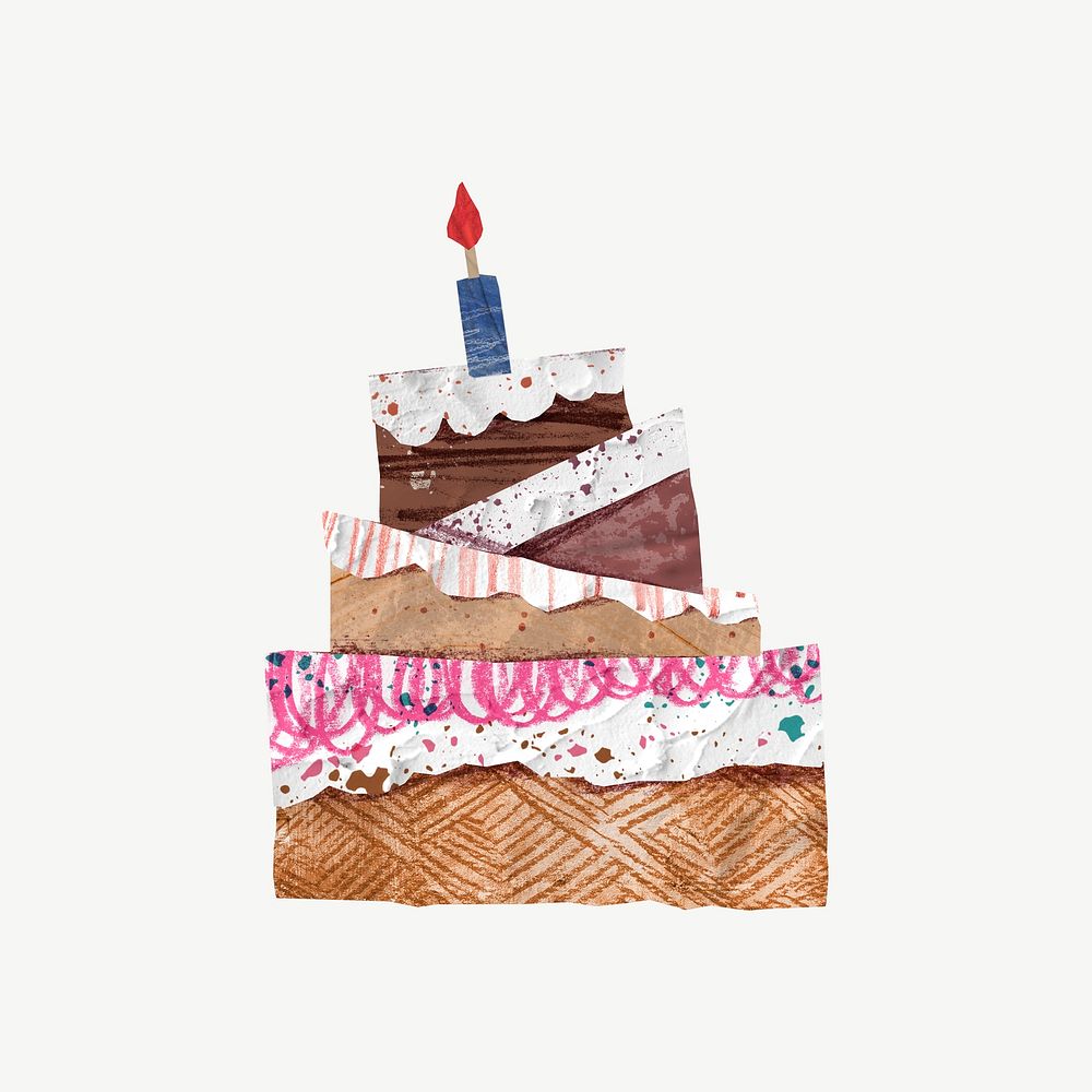 Birthday cake, paper craft element psd