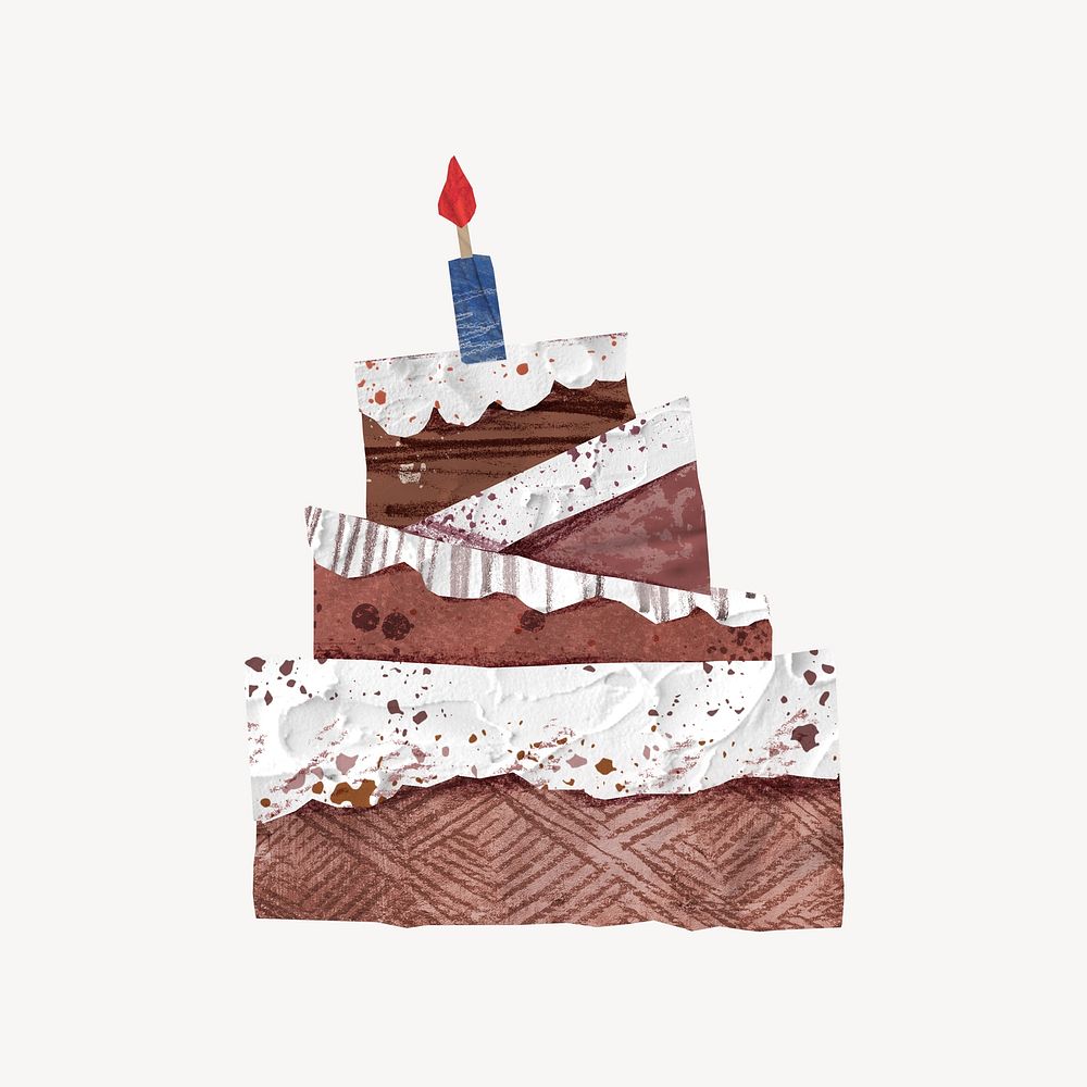 Lit birthday cake, paper craft element