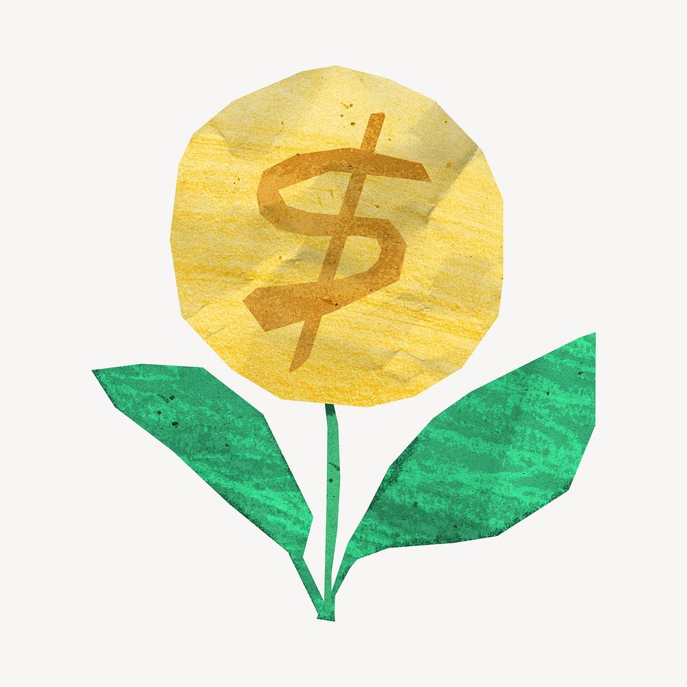 Paper money plant, collage element