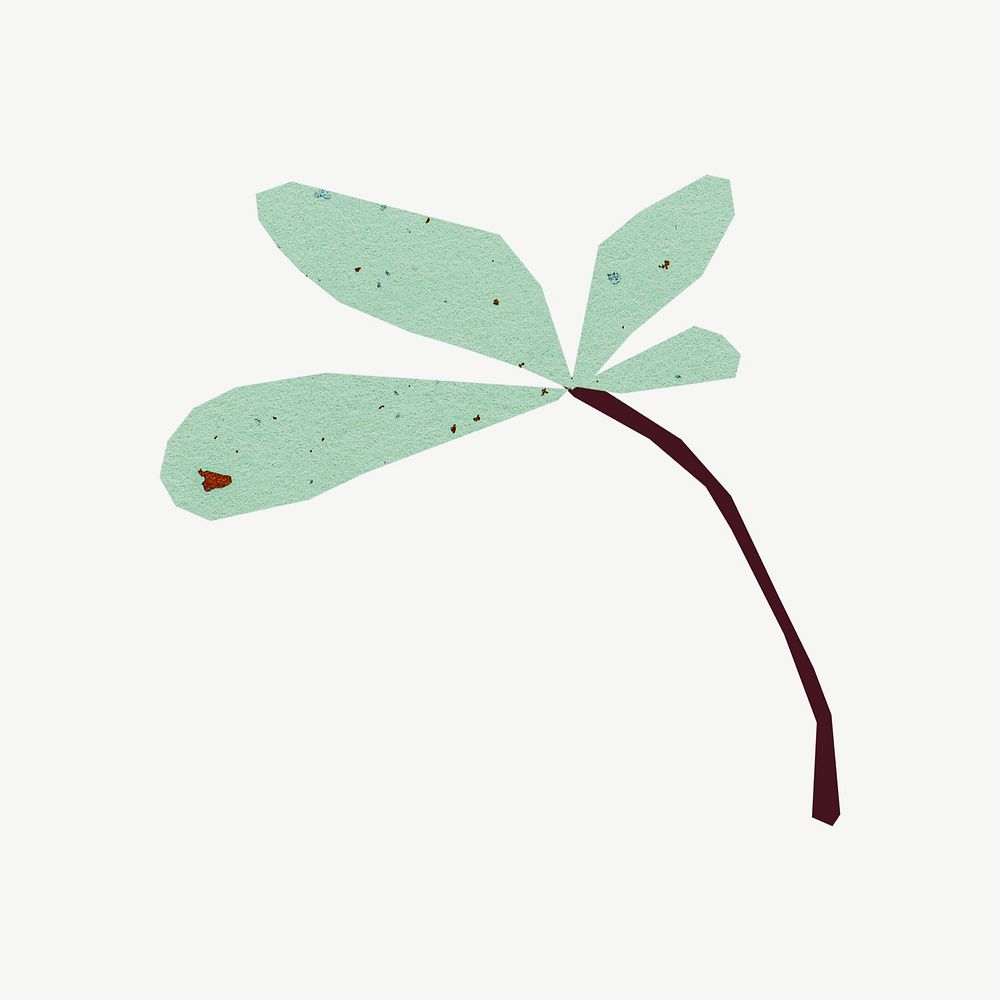 Leaf branch, paper craft element psd