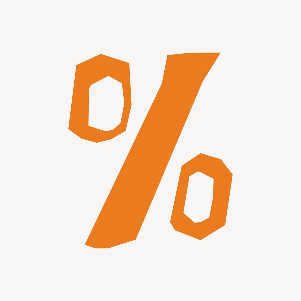 Percentage  symbol, paper craft element vector