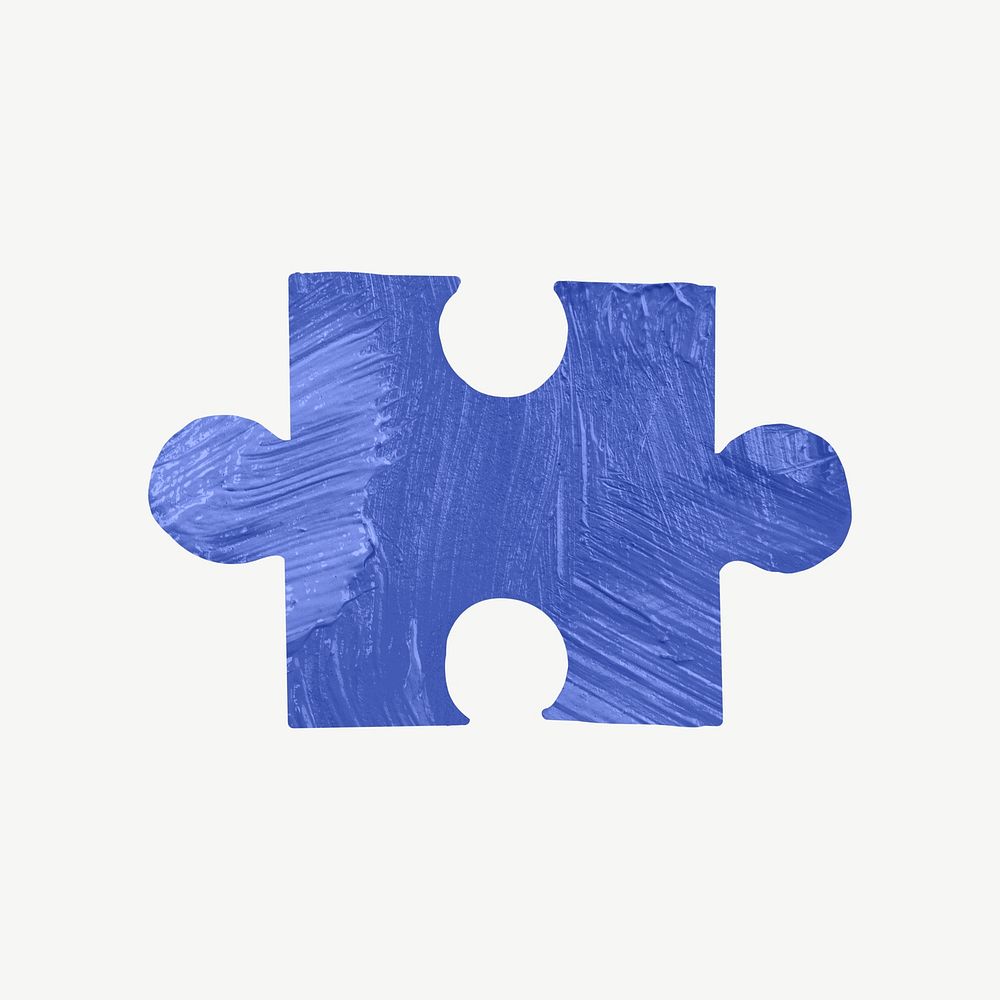 Blue puzzle piece, paper craft element psd