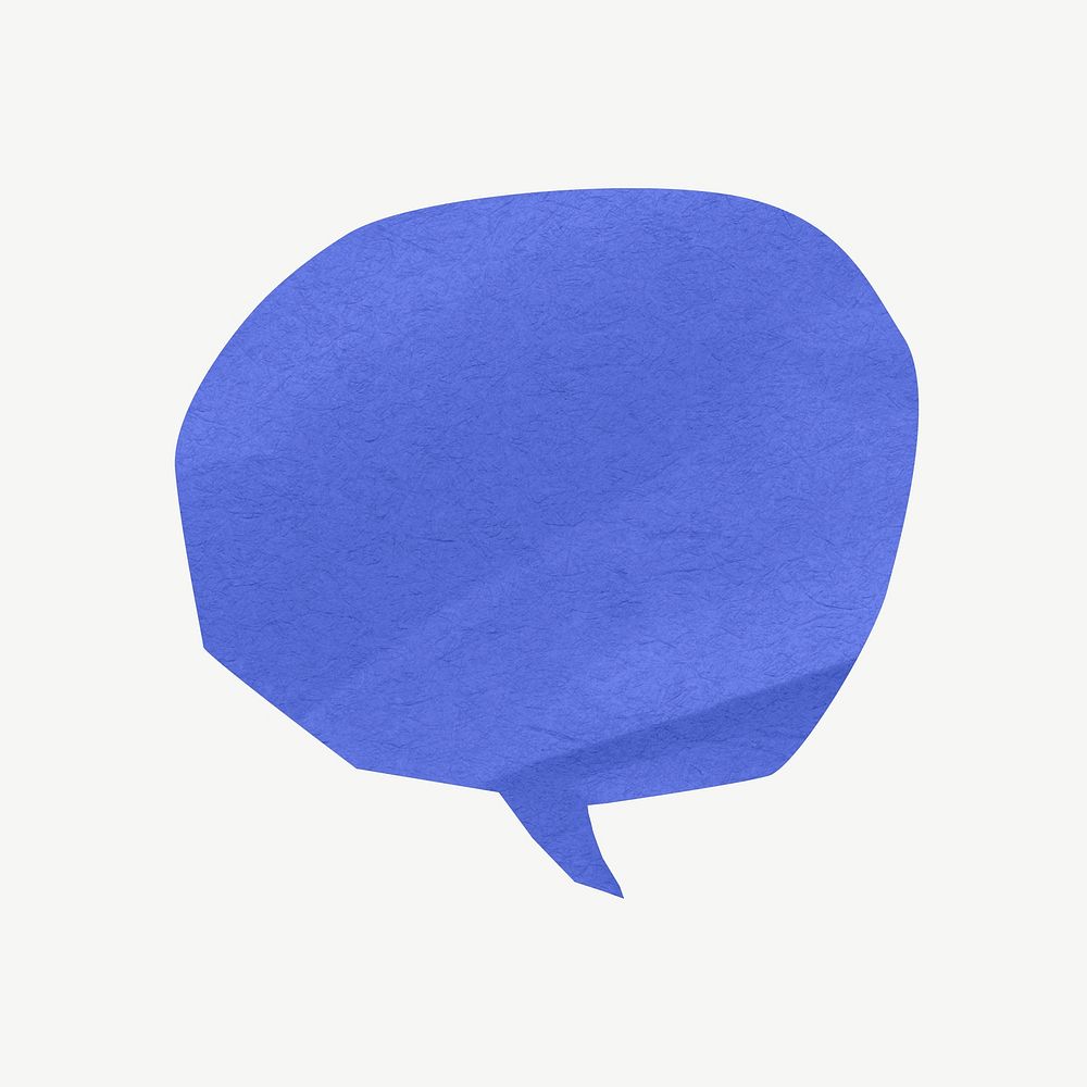 Blue speech bubble, communication paper element psd