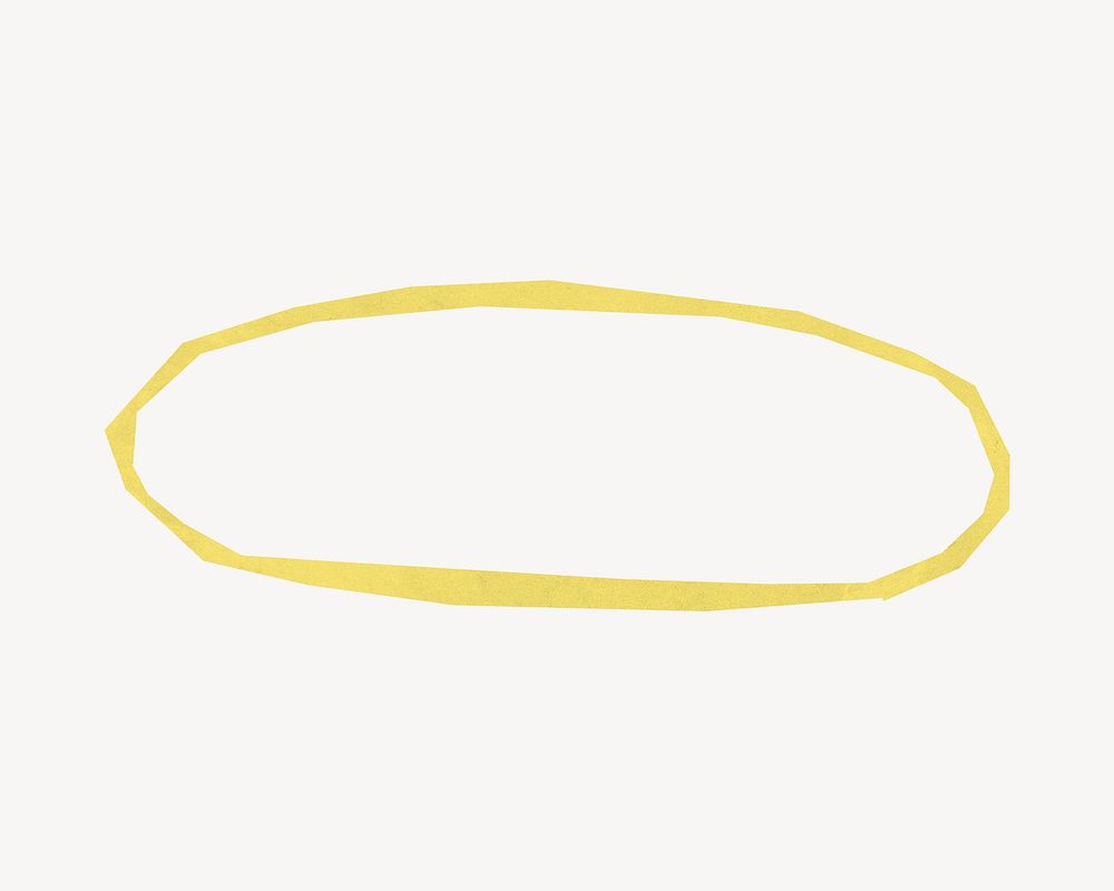 Yellow  oval shape, paper craft element psd