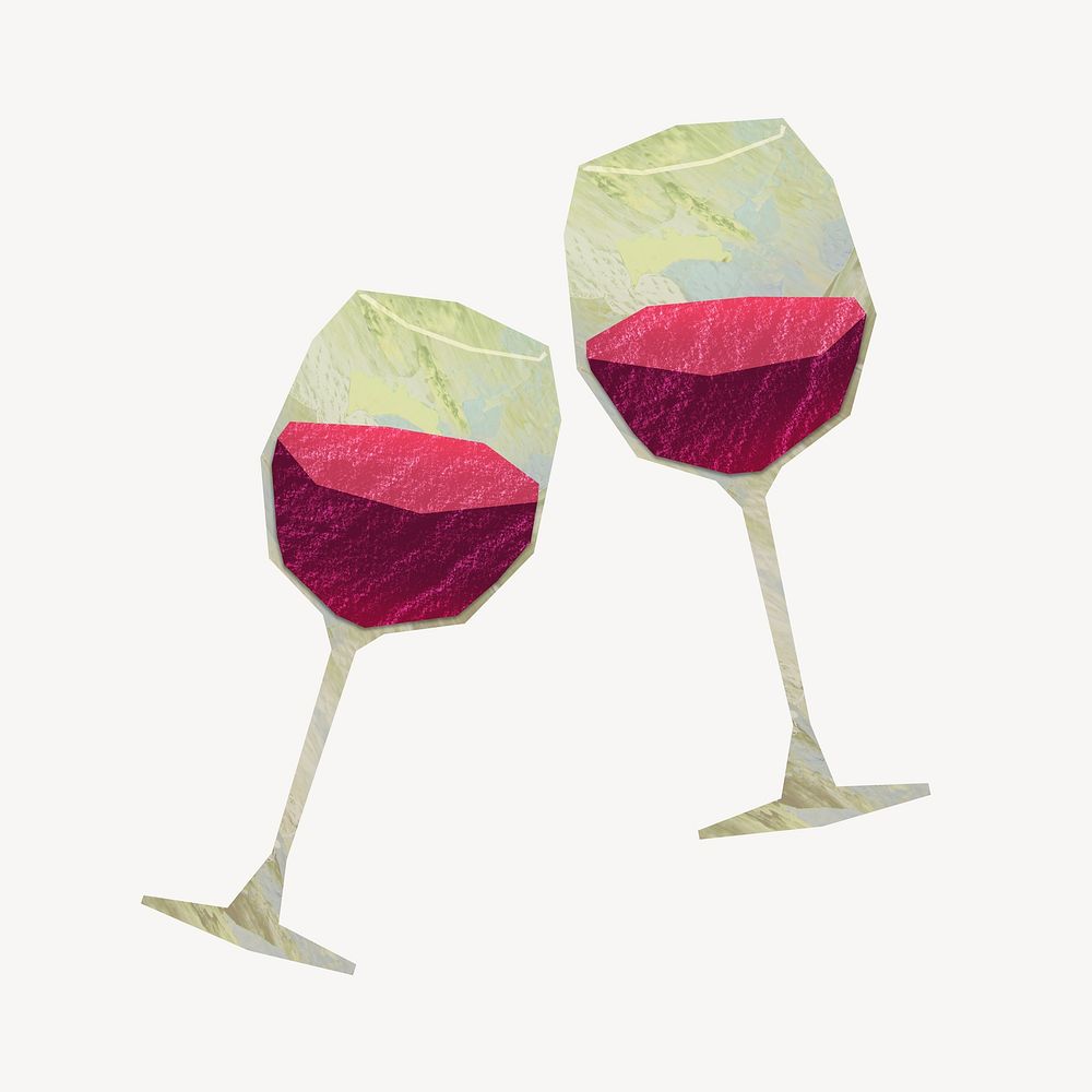 Wine glasses clinking, drinks paper craft element