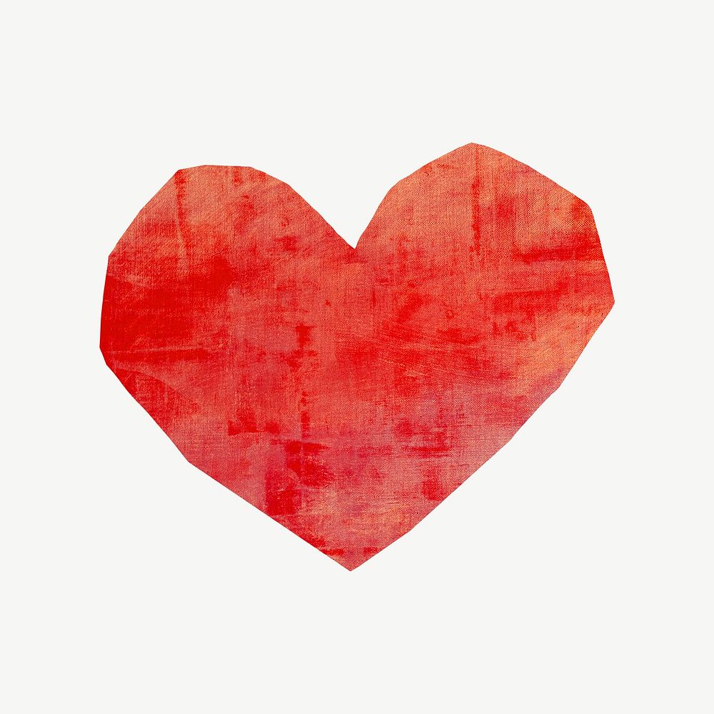 Red heart shape, love paper craft element psd