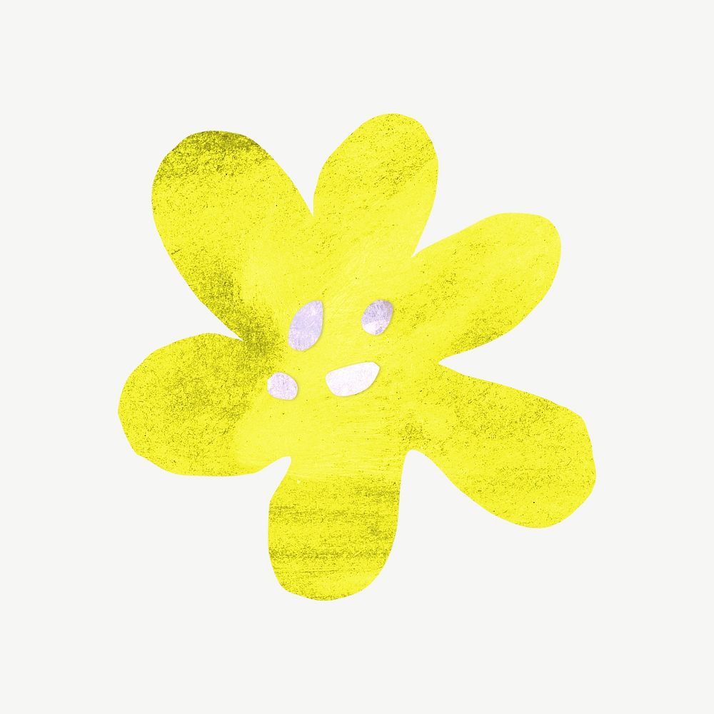 Yellow flower, paper craft element psd
