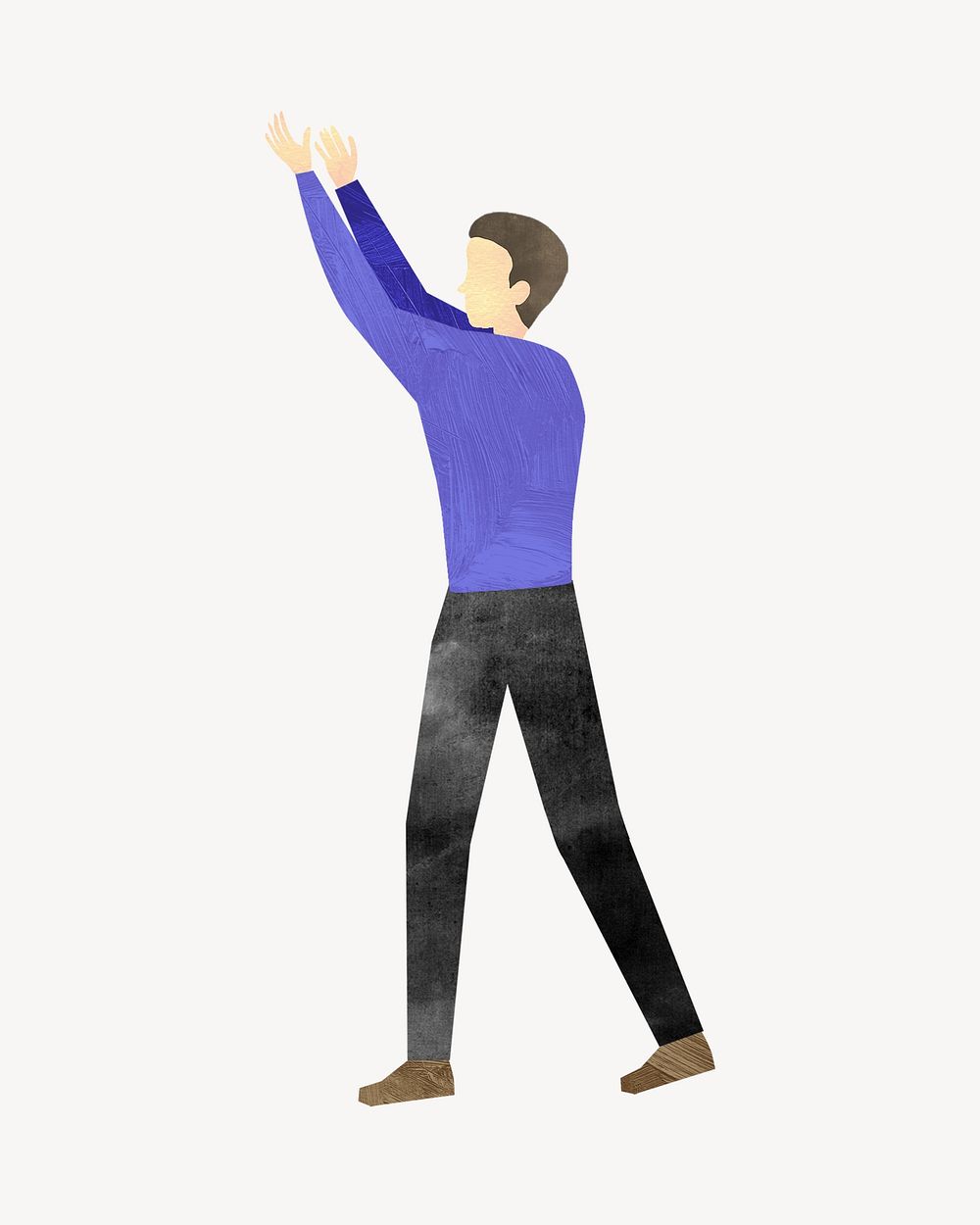 Man with praising arms, paper craft element