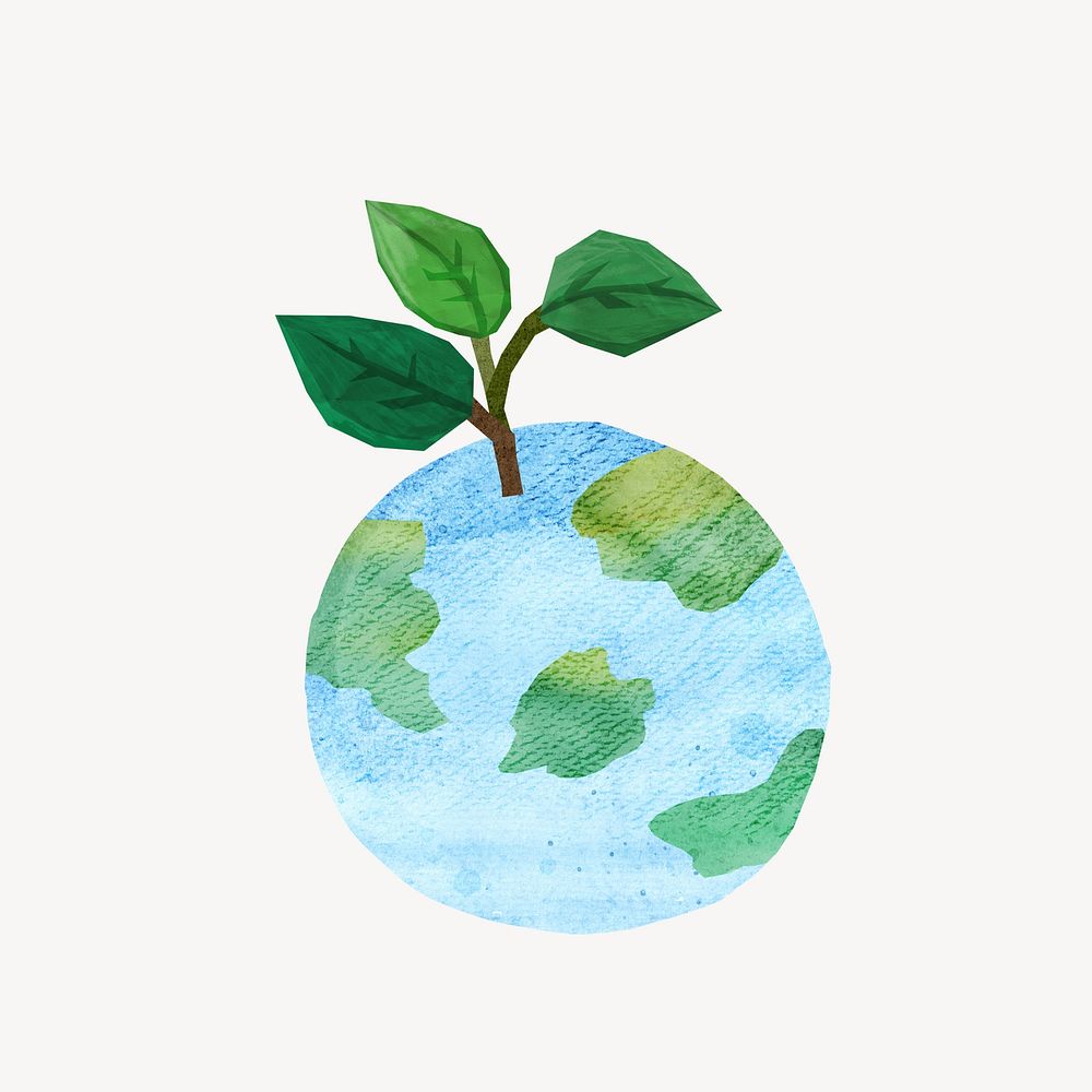 Plant growing on globe paper craft