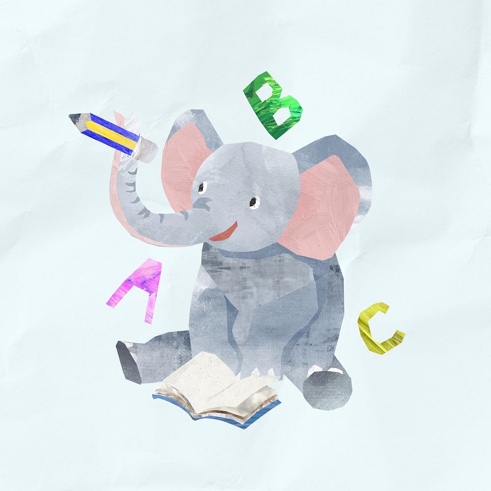 Learning elephant, animal paper craft