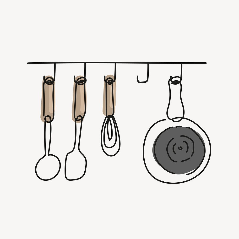 Kitchen doodle, aesthetic illustration design element vector