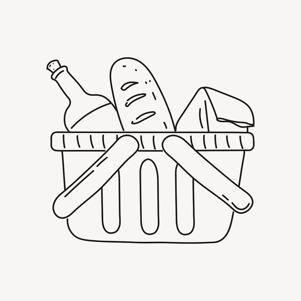 Grocery basket, aesthetic illustration design element vector