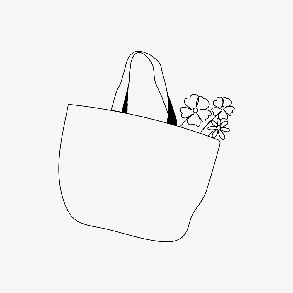 Flower tote, aesthetic illustration design element vector