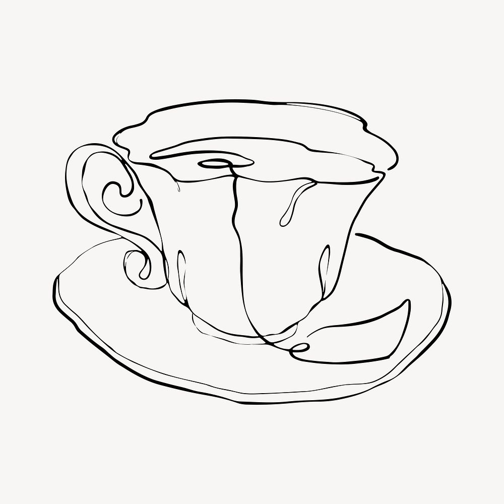 Tea doodle, aesthetic illustration design element vector
