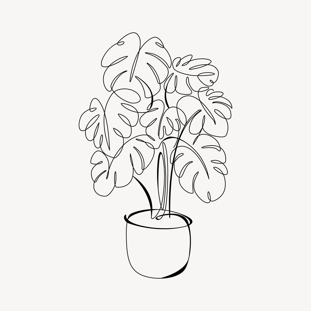 Monstera plant, aesthetic illustration design element vector