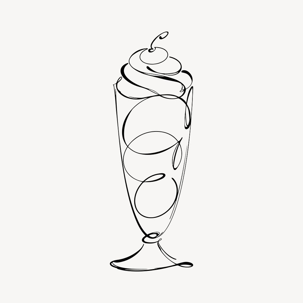 Sundae icecream, aesthetic illustration design element vector