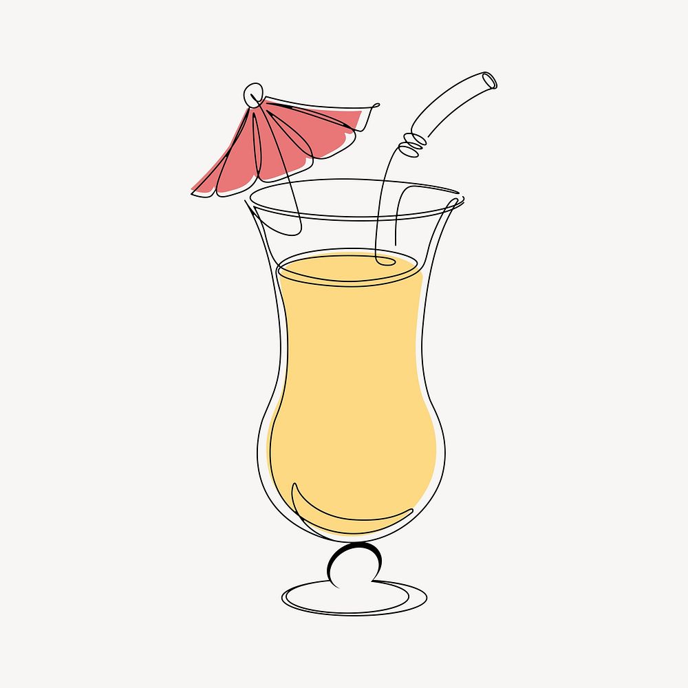 Tropical cocktail, aesthetic illustration design element vector